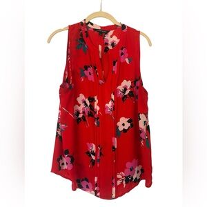 NWOT 41 Hawthorn Red Floral Sleeveless Blouse in Size L